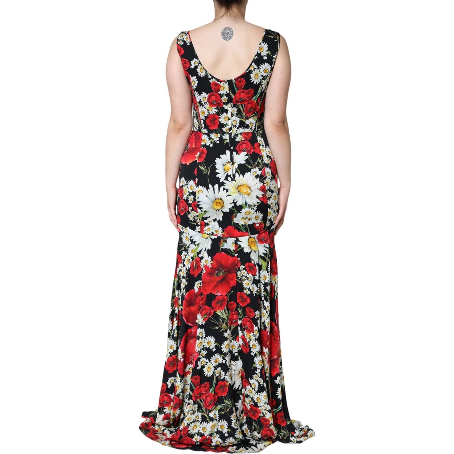 Dolce & Gabbana Black Floral Silk Sleeveless Long Gown Dress DR281267-42