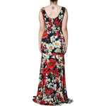 Dolce & Gabbana Black Floral Silk Sleeveless Long Gown Dress DR281267-42