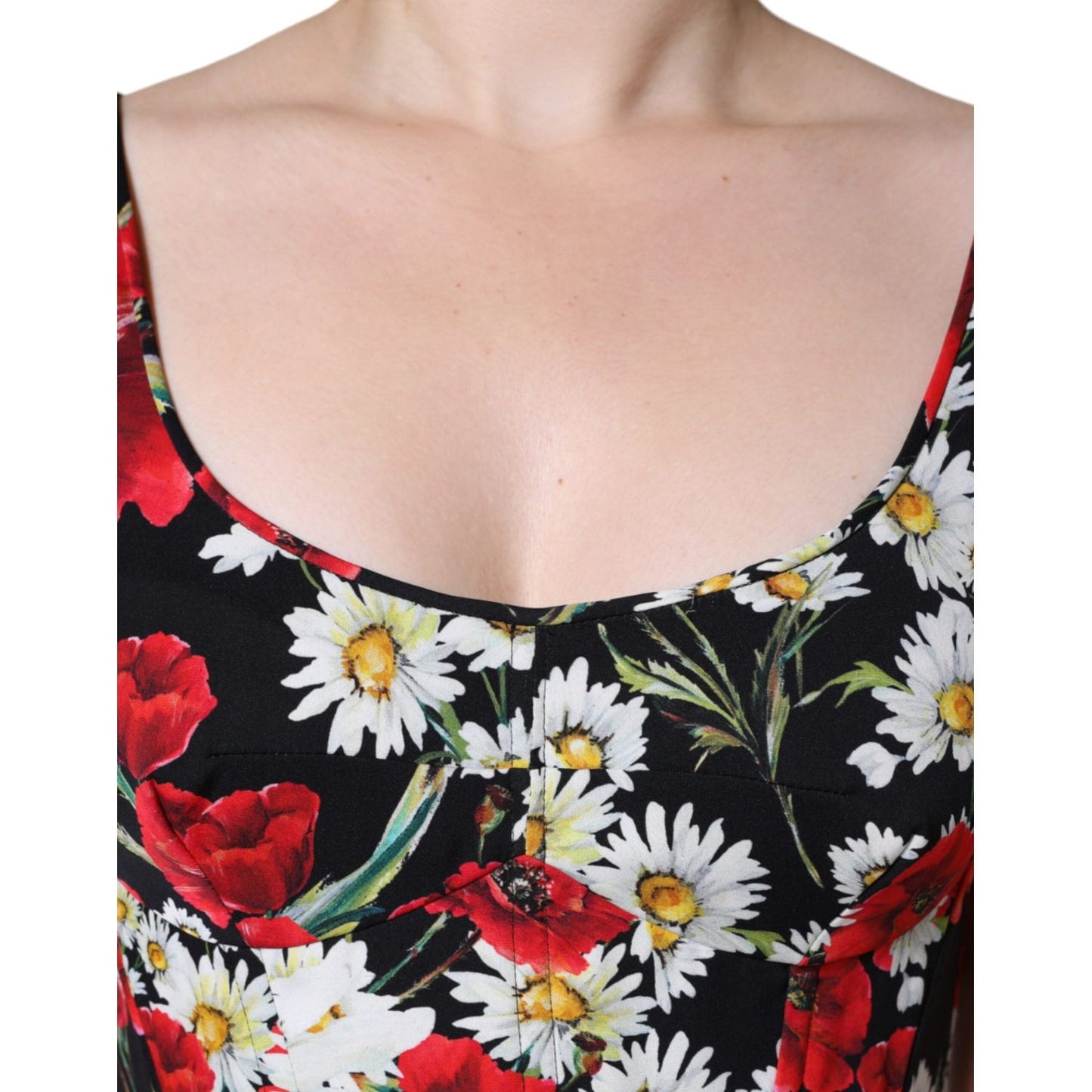Dolce & Gabbana Black Floral Silk Sleeveless Long Gown Dress DR281267-42