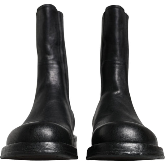 Dolce & Gabbana Black Horse Leather Mid Calf Boots Shoes MV6212-41