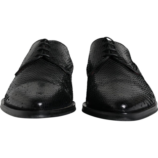 Dolce & Gabbana Black Leather Derby Formal Dress Shoes MV6311-45