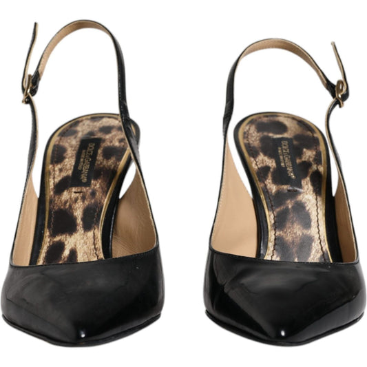 Dolce & Gabbana Black Leather High Heels Slingbacks Shoes LA12008-36