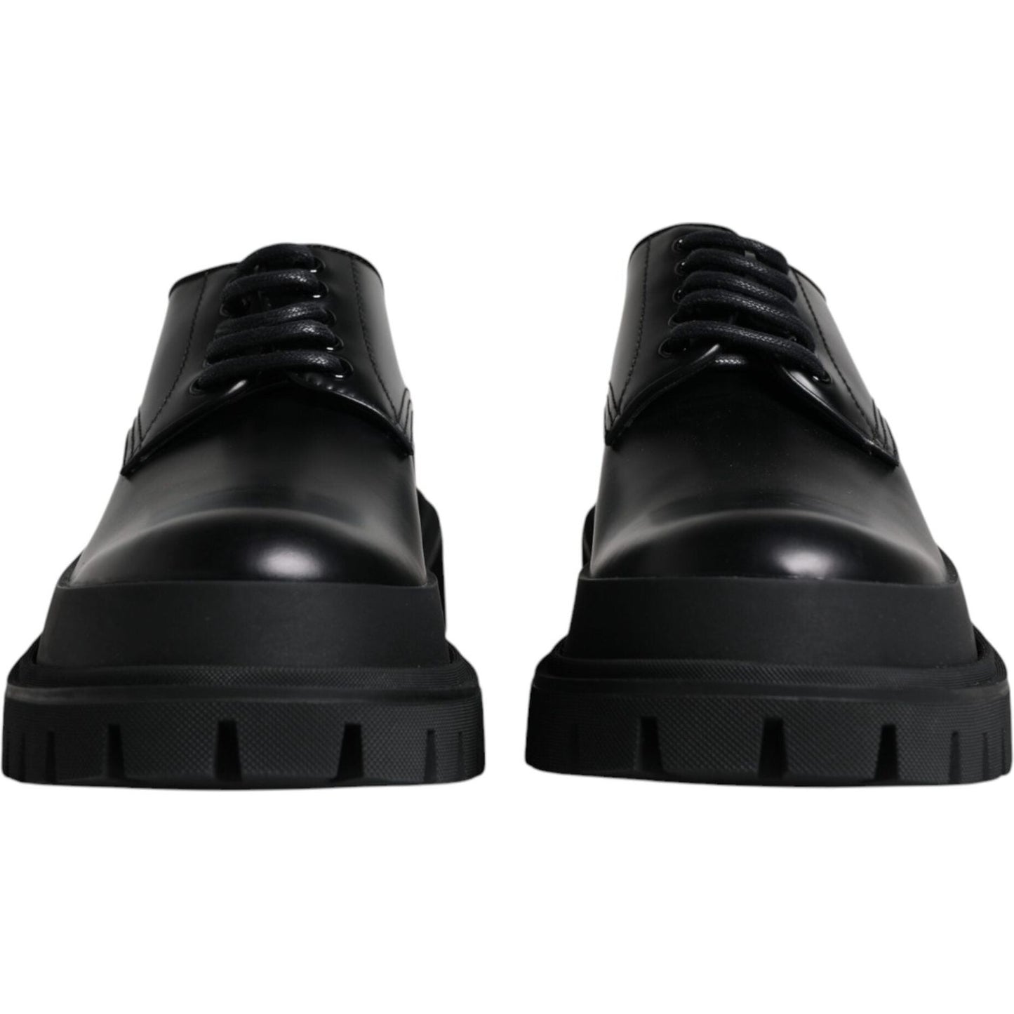 Dolce & Gabbana Black Leather Lace Up Trekking Dress Shoes -45