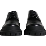Dolce & Gabbana Black Leather Lace Up Trekking Dress Shoes -45