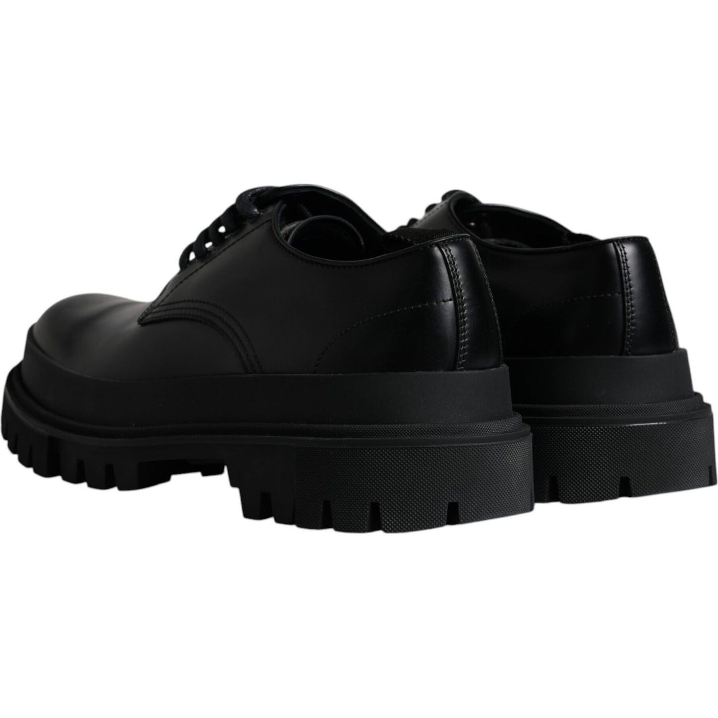 Dolce & Gabbana Black Leather Lace Up Trekking Dress Shoes -45