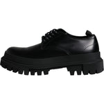Dolce & Gabbana Black Leather Lace Up Trekking Dress Shoes -45