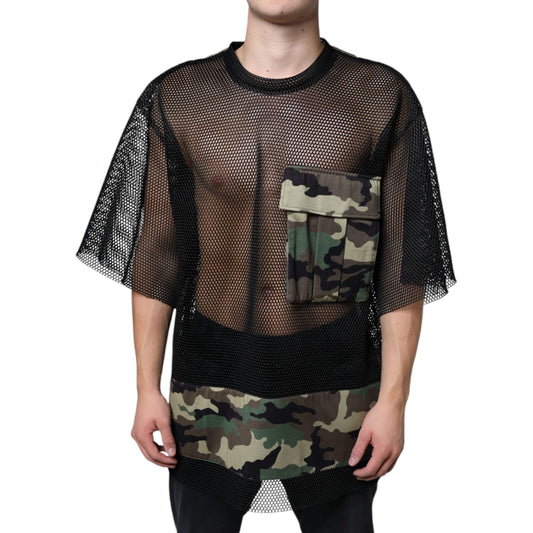 Dolce & Gabbana Black Mesh Camouflage Short Sleeves T-shirt TSH87085-52