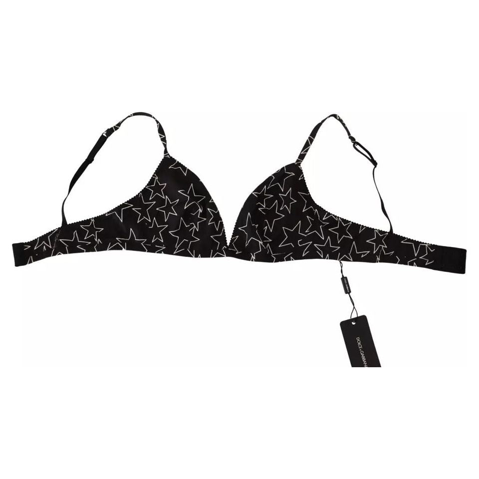 Dolce & Gabbana Black Millennials Star Non Wire Cotton Bra Underwear BIK1666-4