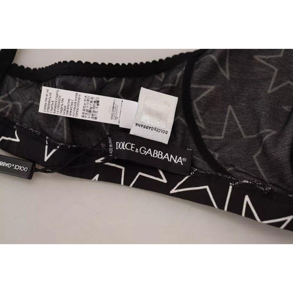 Dolce & Gabbana Black Millennials Star Non Wire Cotton Bra Underwear BIK1666-4