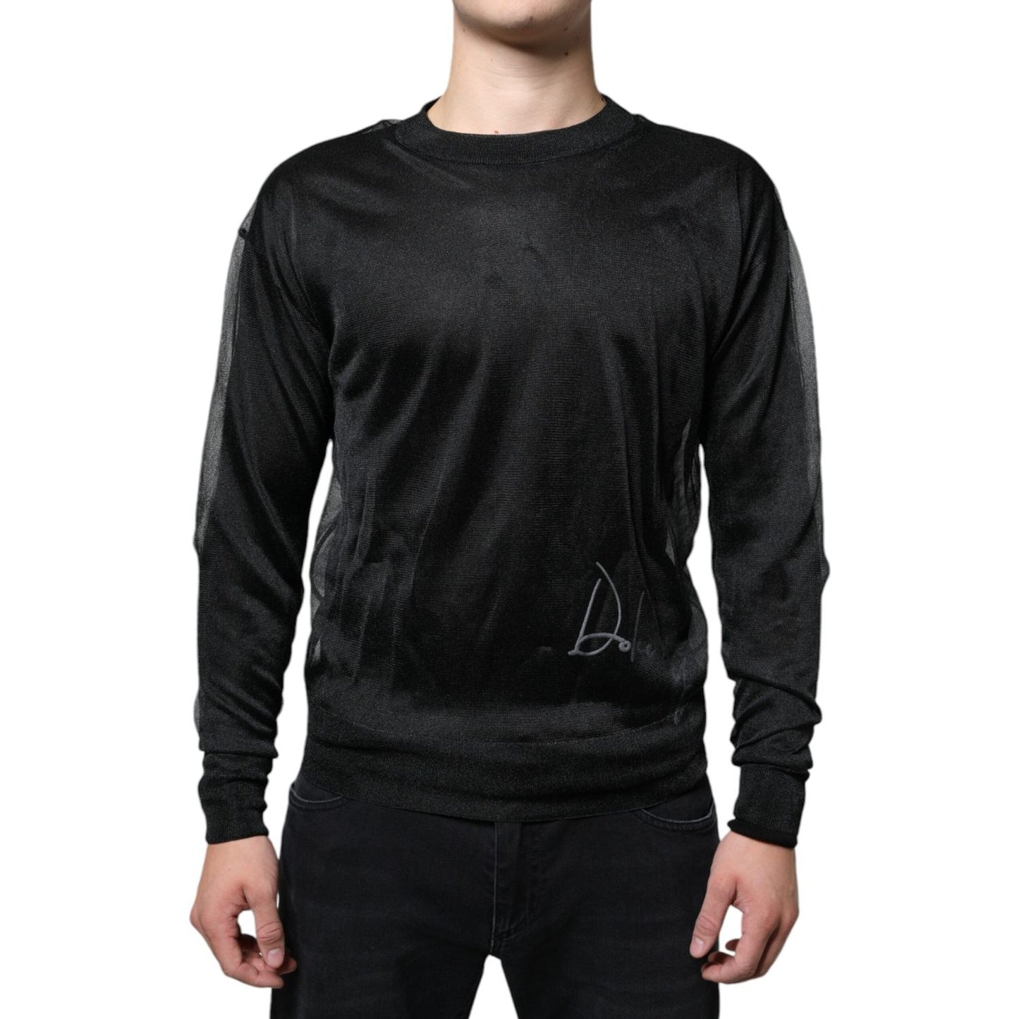 Dolce & Gabbana Black Polyester Pullover Sweatshirt Sweater TSH87129-44