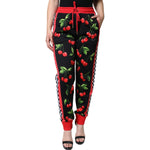 Dolce & Gabbana Black Red Cherry Mid Waist Jogger Pants PAN75519-46
