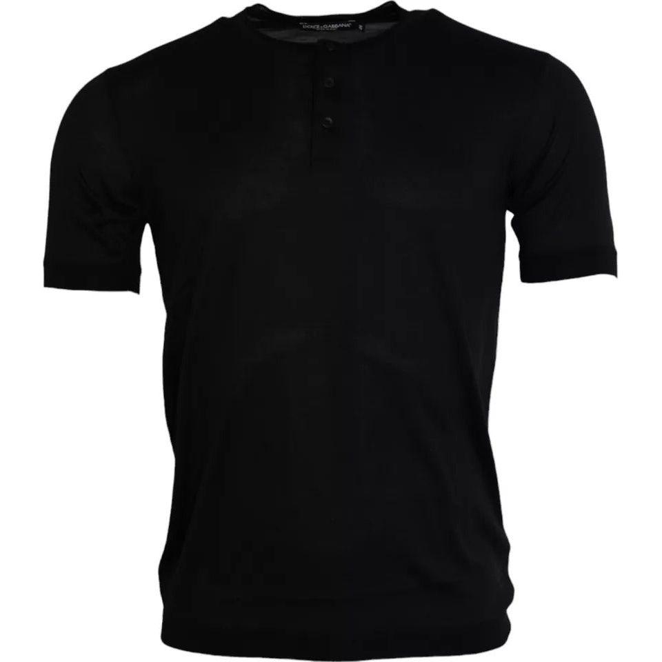 Dolce & Gabbana Black Silk Round Neck Short Sleeve T-shirt TSH86457-46