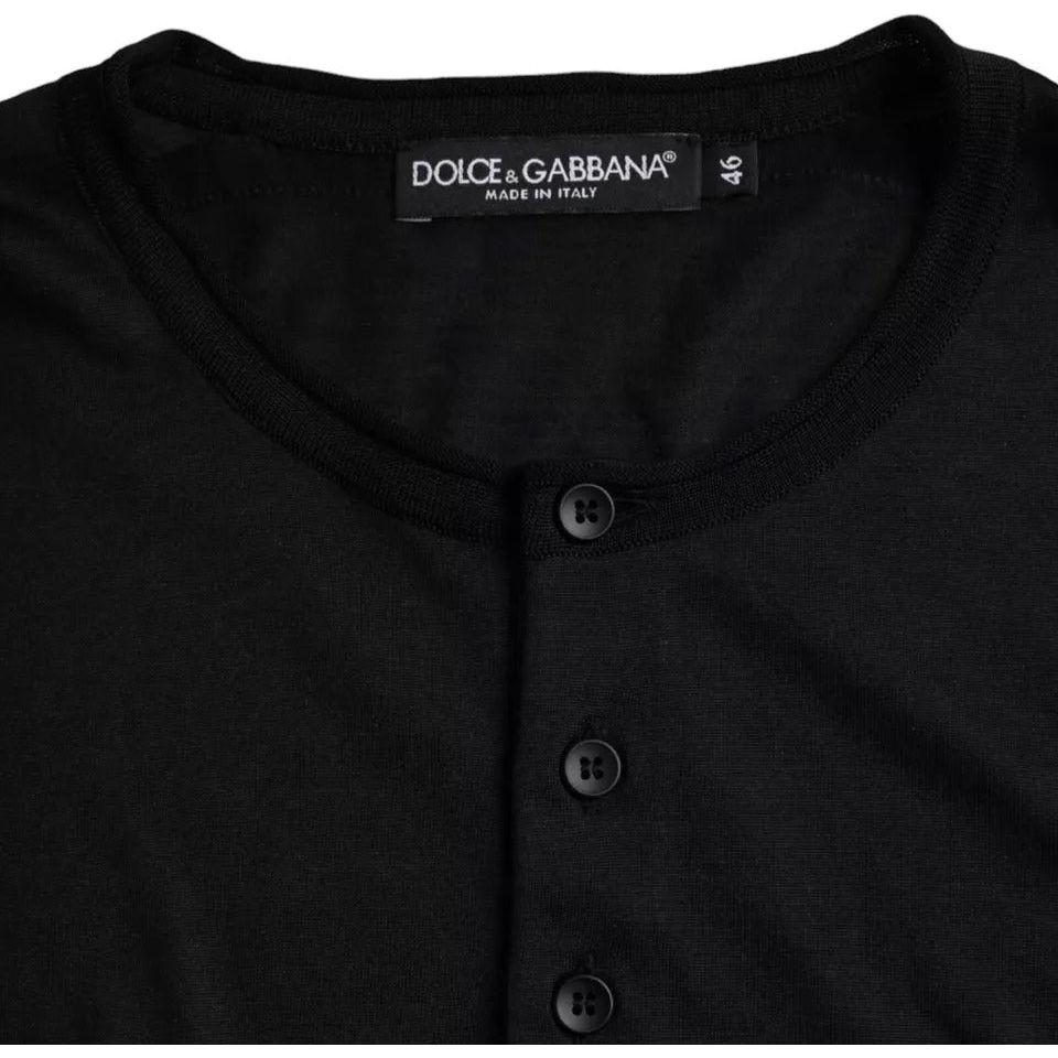 Dolce & Gabbana Black Silk Round Neck Short Sleeve T-shirt TSH86457-46