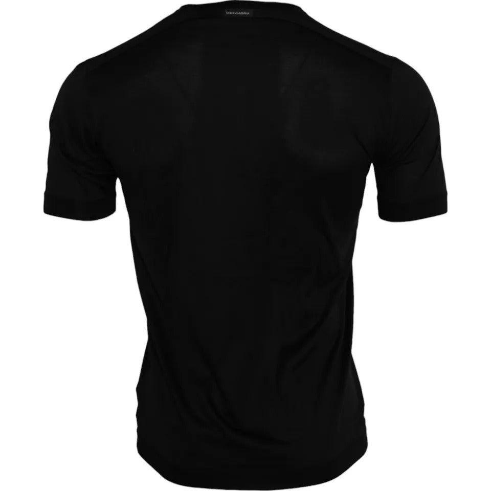 Dolce & Gabbana Black Silk Round Neck Short Sleeve T-shirt TSH86457-46