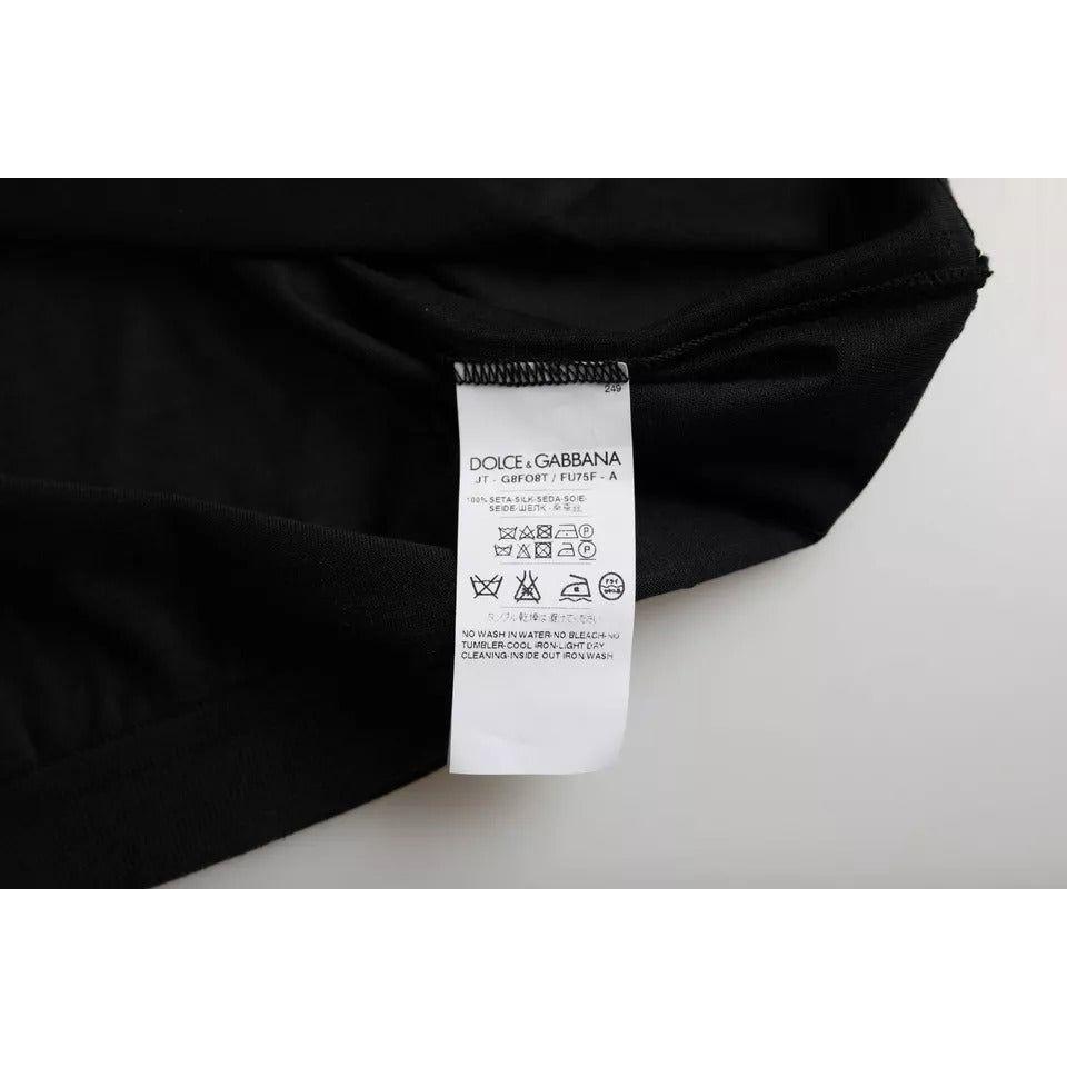 Dolce & Gabbana Black Silk Round Neck Short Sleeve T-shirt TSH86457-46