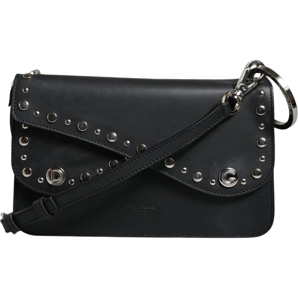 Dolce & Gabbana Black Small Leather Studded Shoulder Crossbody Bag BAG4123