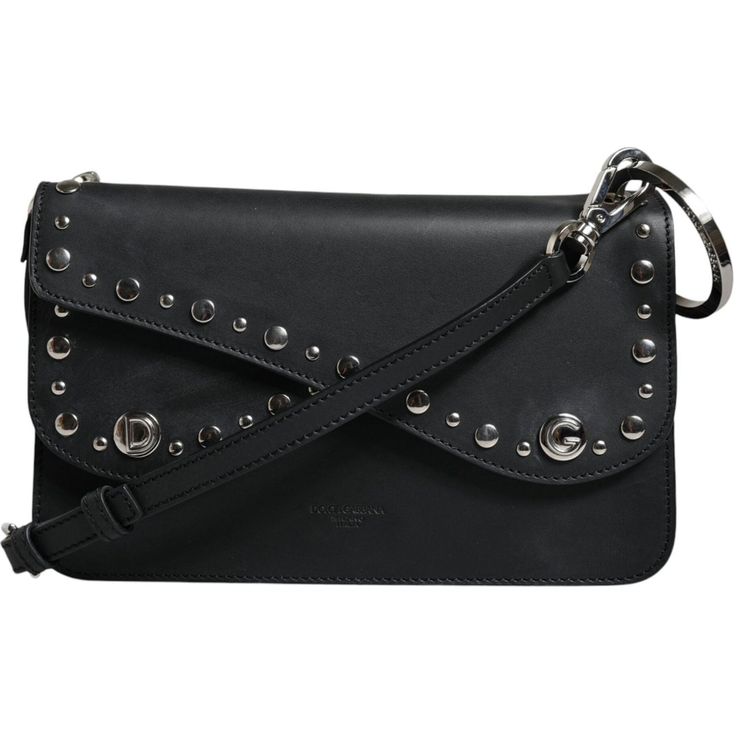 Dolce & Gabbana Black Small Leather Studded Shoulder Crossbody Bag BAG4123
