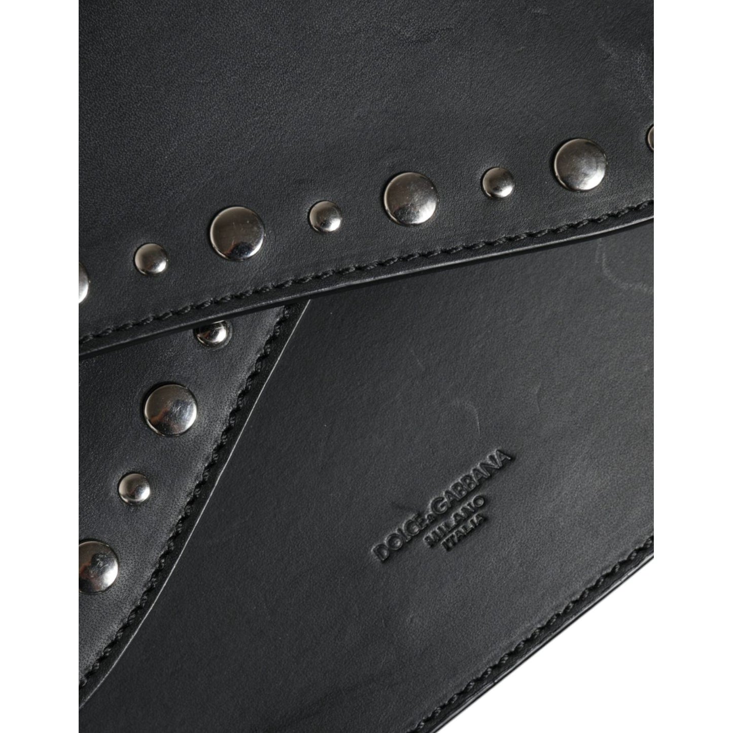 Dolce & Gabbana Black Small Leather Studded Shoulder Crossbody Bag BAG4123