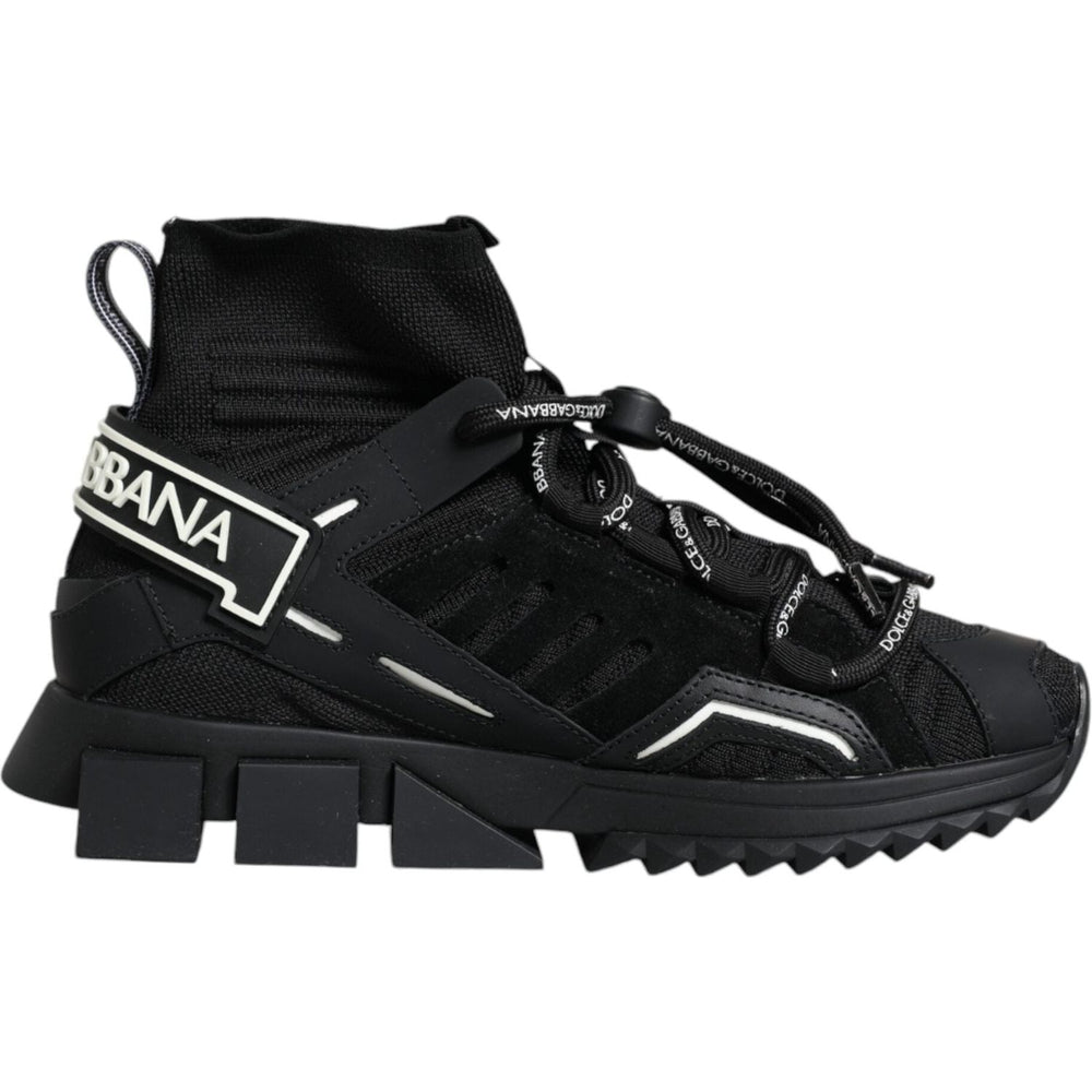 Dolce & Gabbana Black Sorrento Socks Logo Sneakers Shoes LA11943-36.5