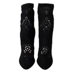 Dolce & Gabbana Black Stretch Pumps Boots Floral Lace Shoes LA8944-37