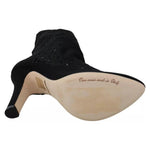 Dolce & Gabbana Black Stretch Pumps Boots Floral Lace Shoes LA8944-37