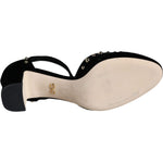 Dolce & Gabbana Black Velvet Roses Ankle Strap Pumps Shoes LA11617-37