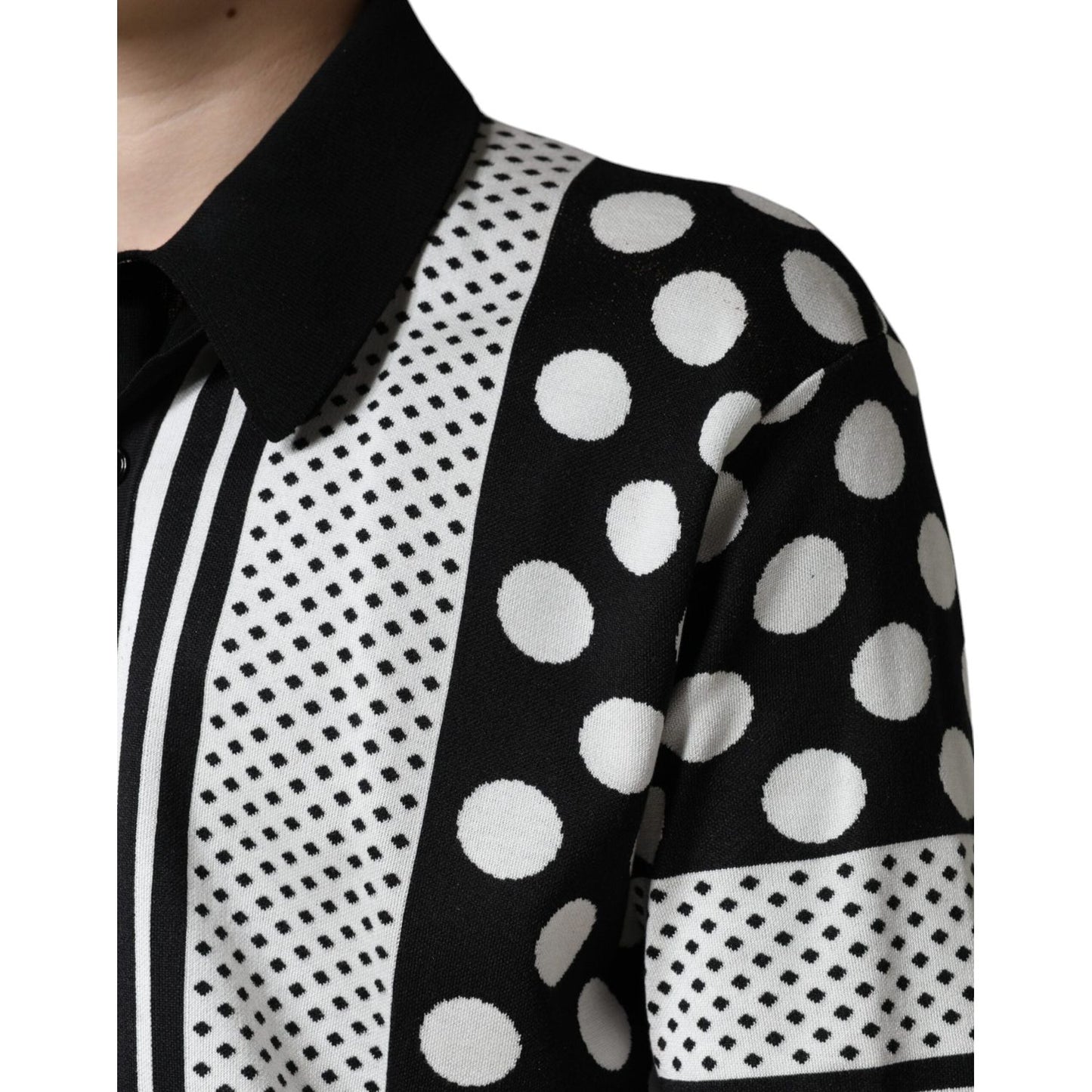 Dolce & Gabbana Black White Polka Dot Collared Polo T-shirt TSH7929-52
