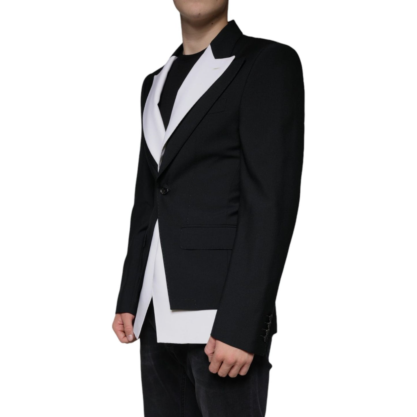 Dolce & Gabbana Black White Single Breasted Dress Blazer JKT4073-50