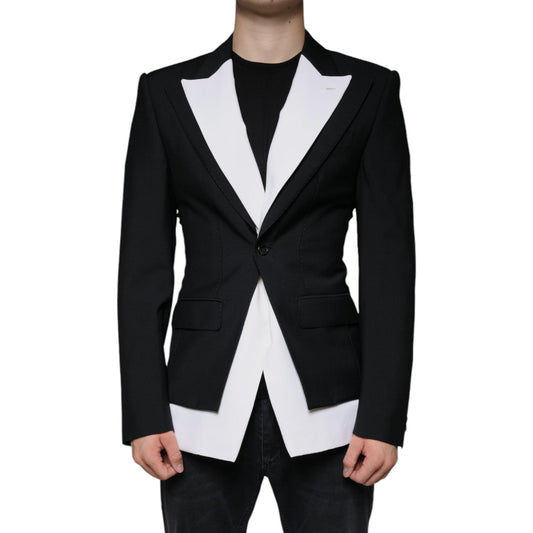 Dolce & Gabbana Black White Single Breasted Dress Blazer JKT4073-50