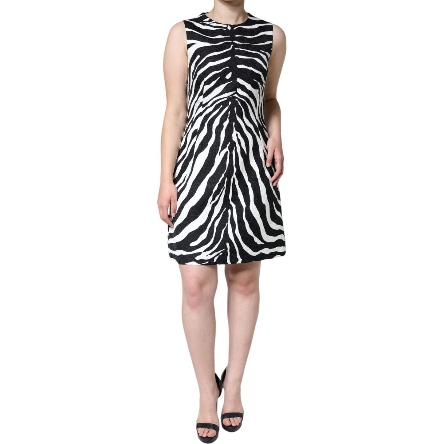 Dolce & Gabbana Black White Zebra A-line Sheath Mini Dress DR281293-42