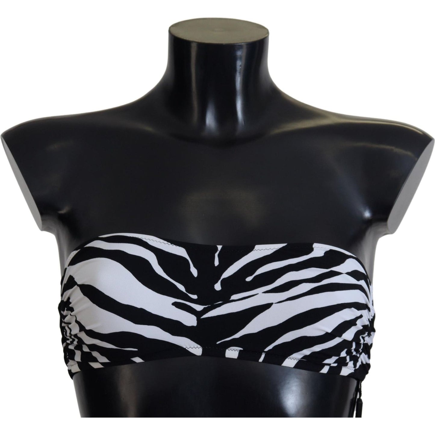 Dolce & Gabbana Black White Zebra Bandeau Swimwear Bikini Top BIK1650-1