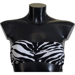 Dolce & Gabbana Black White Zebra Bandeau Swimwear Bikini Top BIK1650-1