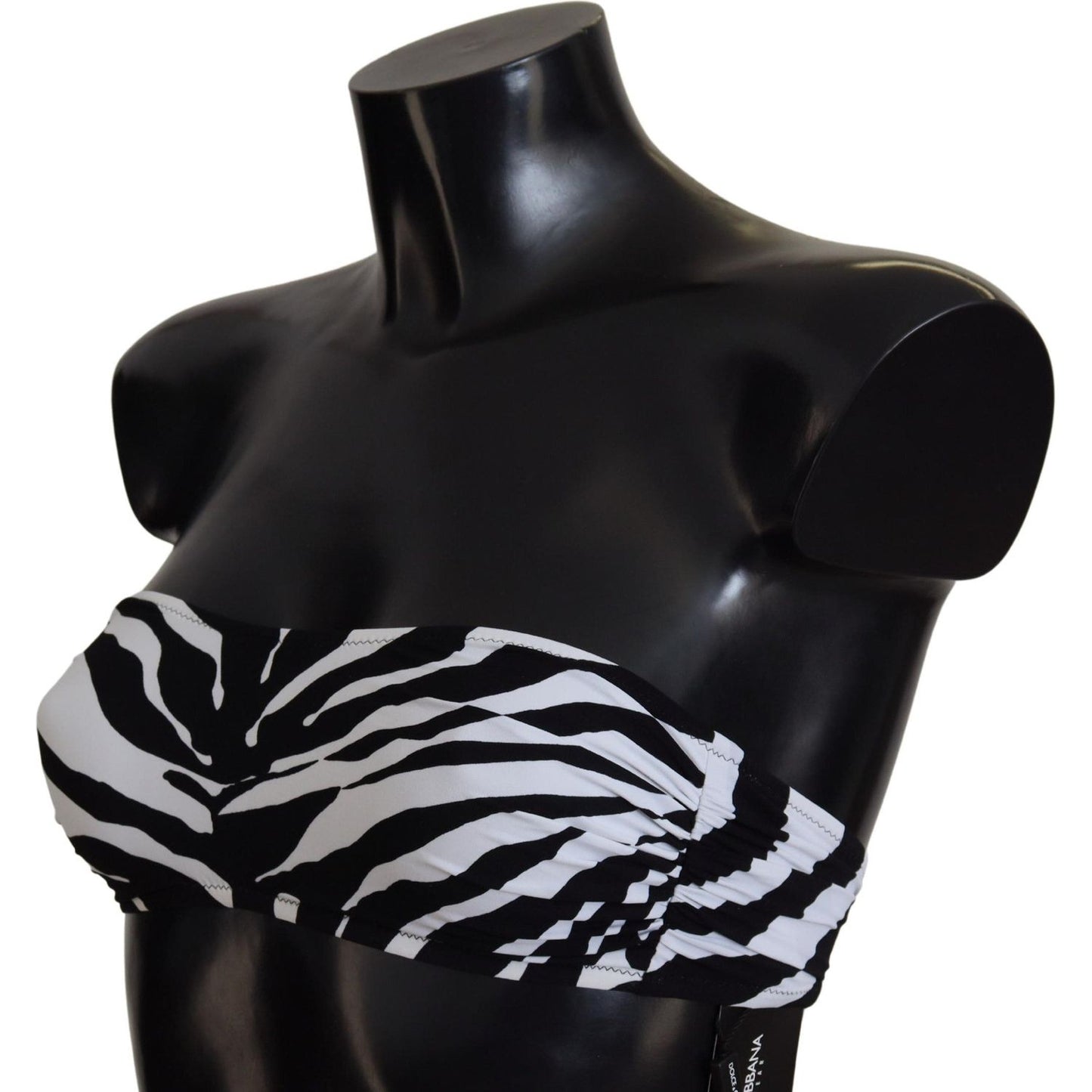 Dolce & Gabbana Black White Zebra Bandeau Swimwear Bikini Top BIK1650-1