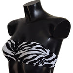 Dolce & Gabbana Black White Zebra Bandeau Swimwear Bikini Top BIK1650-1