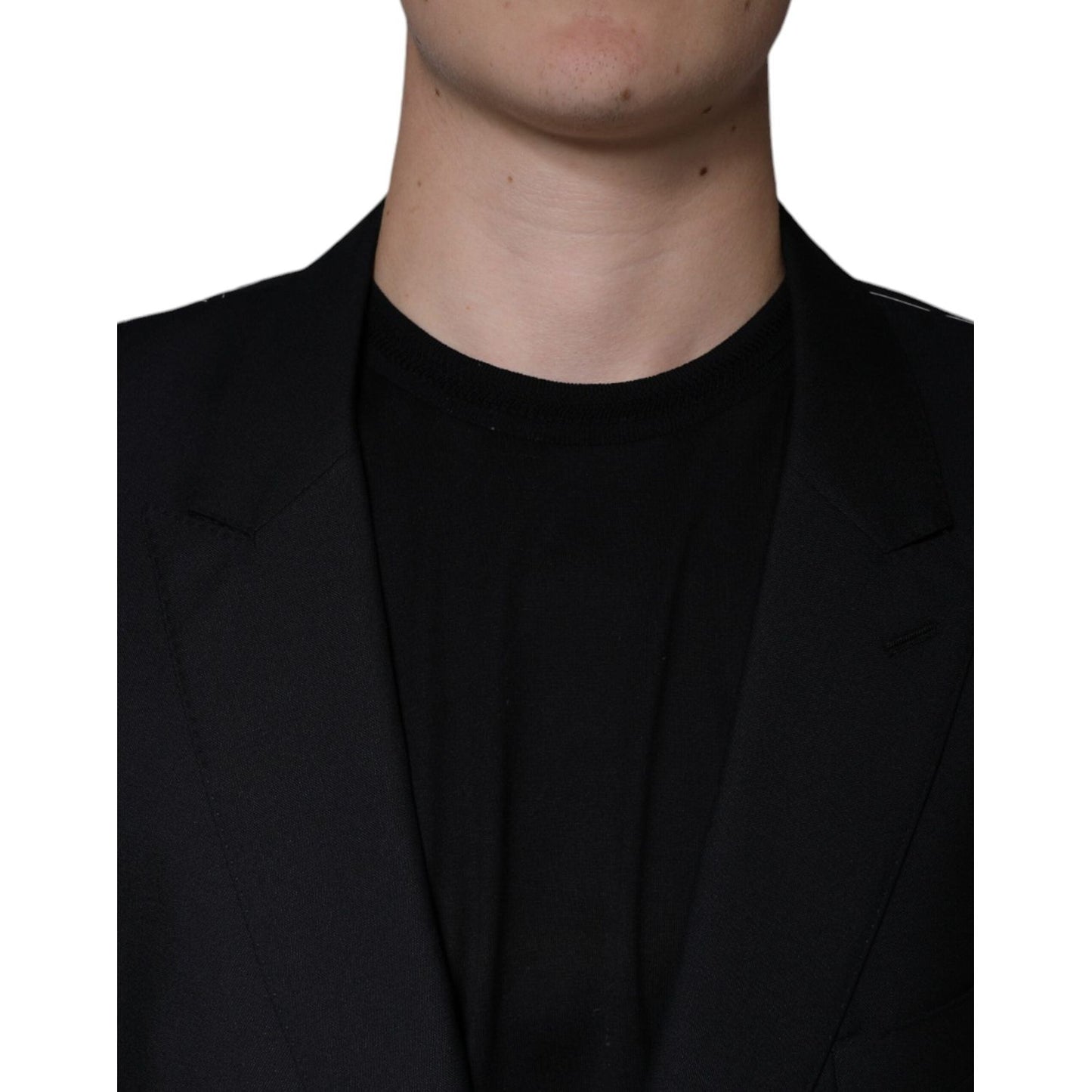 Dolce & Gabbana Black Wool Single Breasted Men Coat Blazer JKT41237-60