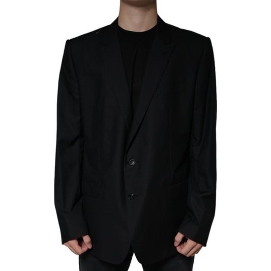 Dolce & Gabbana Black Wool Single Breasted Men Coat Blazer JKT41237-60