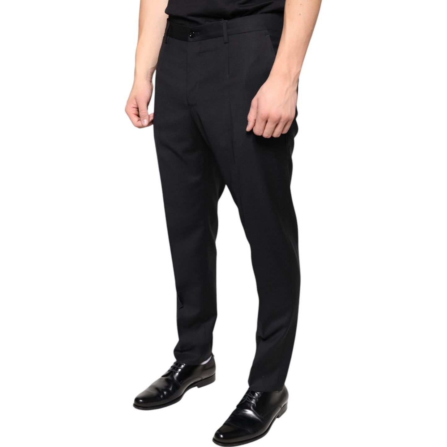 Dolce & Gabbana Black Wool Skinny Men Dress Pants PAN75340-46