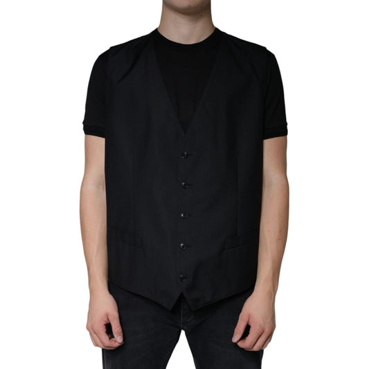Dolce & Gabbana Black Wool Waistcoat Dress Formal Vest TSH87115-60