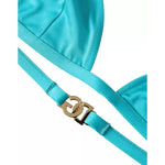 Dolce & Gabbana Blue Green Halter DG Logo Swimwear Beachwear Bikini Top BIK1812-2