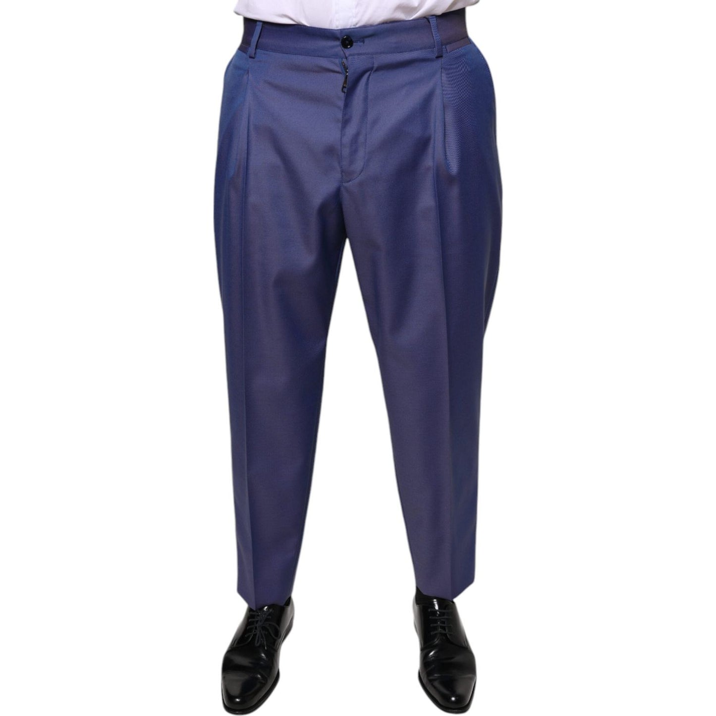 Dolce & Gabbana Blue Wool Tapered Formal Dress Pants PAN75352-48