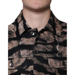 Dolce & Gabbana Brown Tiger Button Down Collared Jacket TSH86591-48