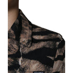 Dolce & Gabbana Brown Tiger Button Down Collared Jacket TSH86591-48