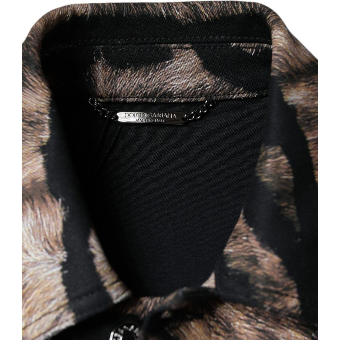 Dolce & Gabbana Brown Tiger Button Down Collared Jacket TSH86591-48