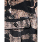 Dolce & Gabbana Brown Tiger Button Down Collared Jacket TSH86591-48
