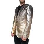 Dolce & Gabbana Gold Jacquard Single Breasted Dress Blazer JKT4071-50