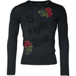 Dolce & Gabbana Gray Embellished Crew Neck Pullover Sweater TSH86975-44