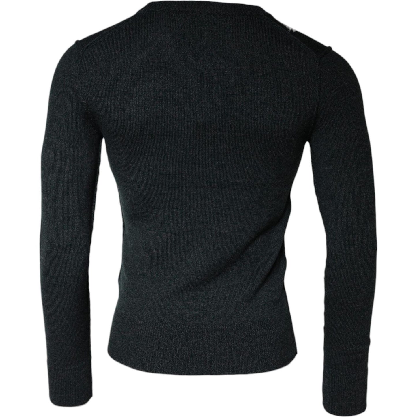 Dolce & Gabbana Gray Embellished Crew Neck Pullover Sweater TSH86975-44