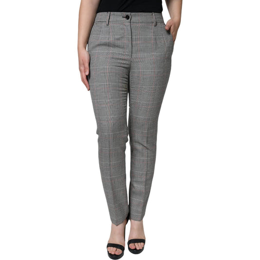 Dolce & Gabbana Gray Plaid Wool Mid Waist Women Tapered Pants PAN75520-42
