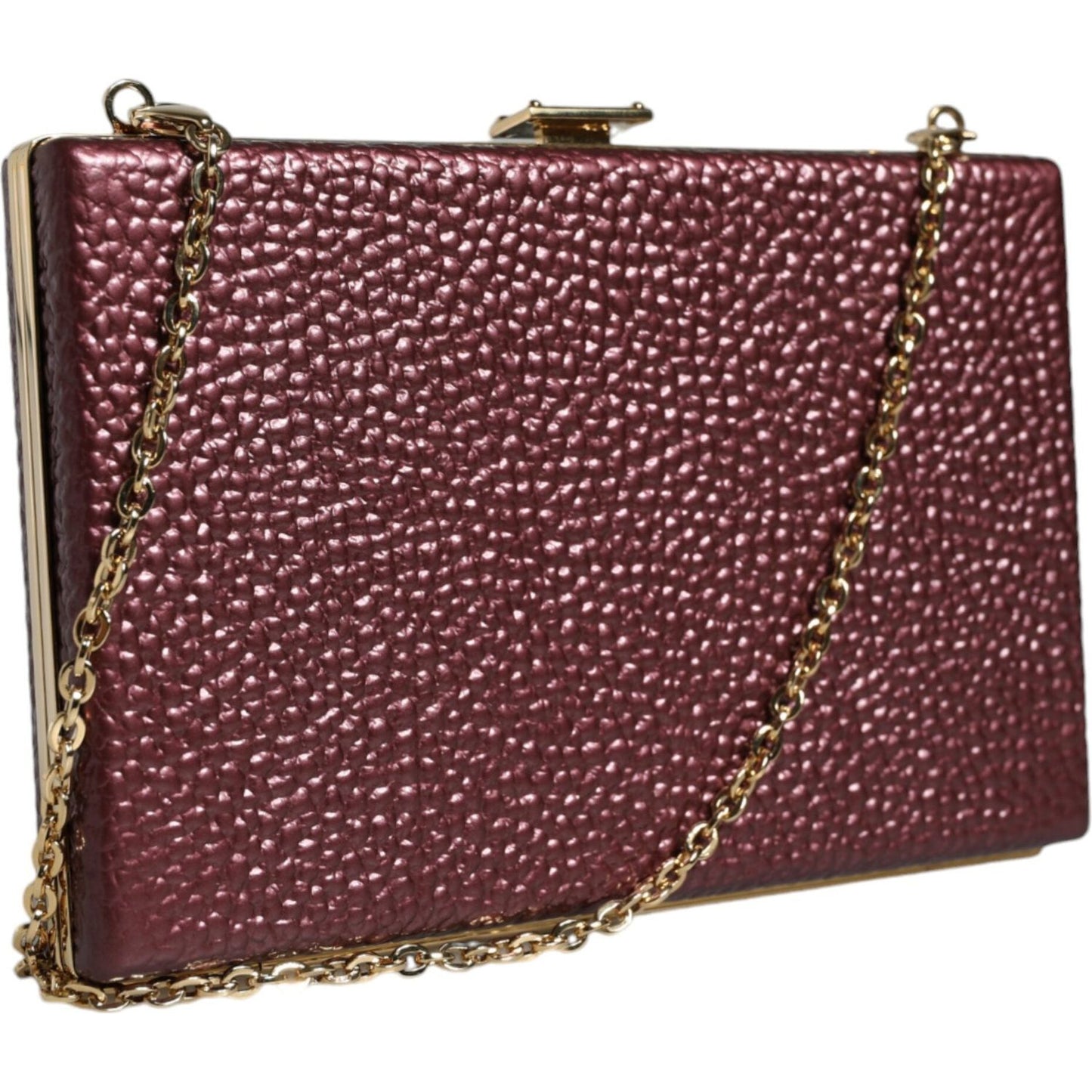 Dolce & Gabbana Maroon Leather Clutch Evening Crossbody Bag BAG4132