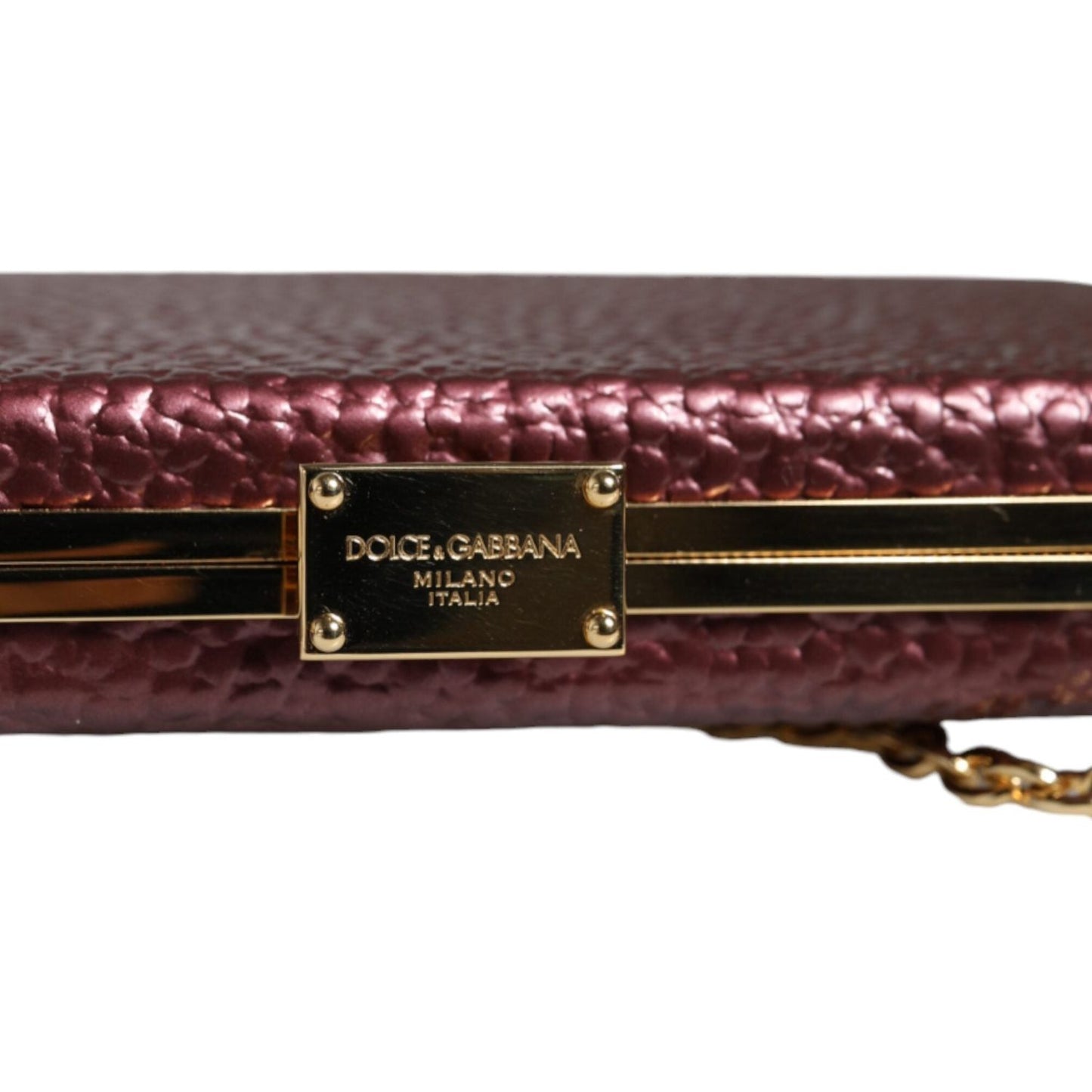 Dolce & Gabbana Maroon Leather Clutch Evening Crossbody Bag BAG4132